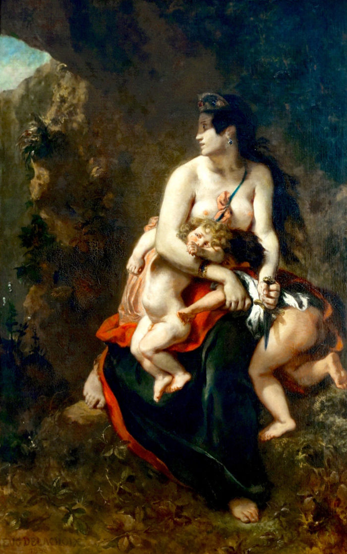 Medea a punto de matar a sus hijos Eugène Delacroix